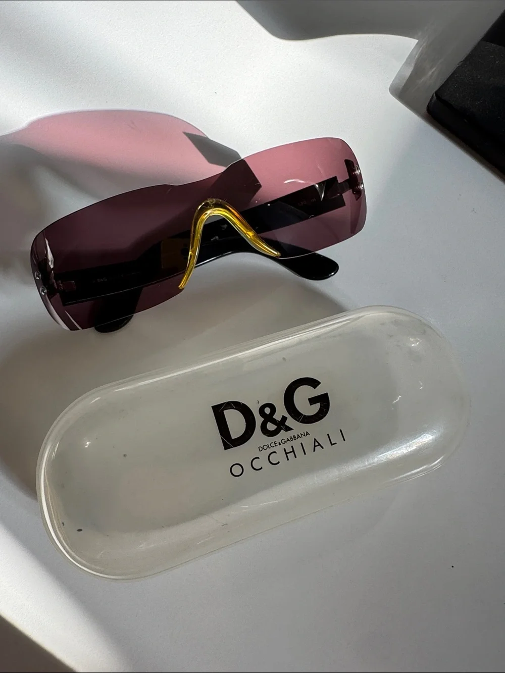D&G Dolce & Gabbana Y2K Rimless Shield Sunglasses DD2059/S Mauve RARE